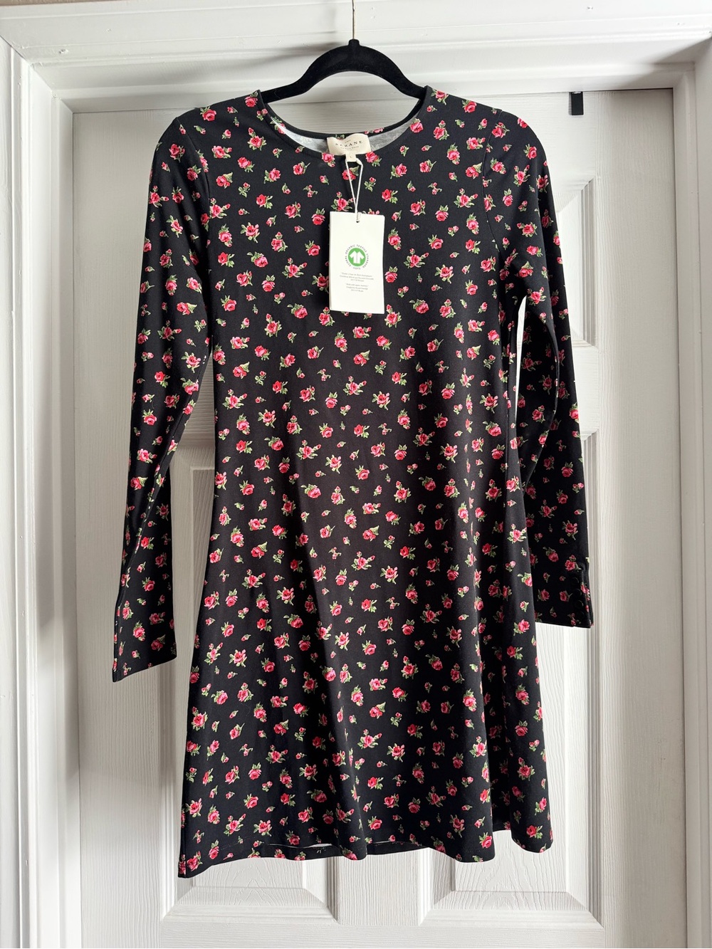 NWT Sézane Divia Dress in Cadix Print (Black Floral Mini) - Size L
